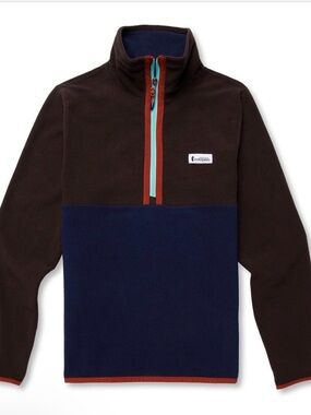 cotopaxi Amado Brown & Navy Half Zip Fleece with Turquoise Accent
